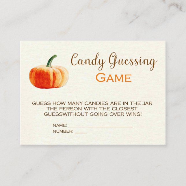 Pumpkin Candy Guessing Game Card Baby Shower Game Tilläggskort (Framsida)