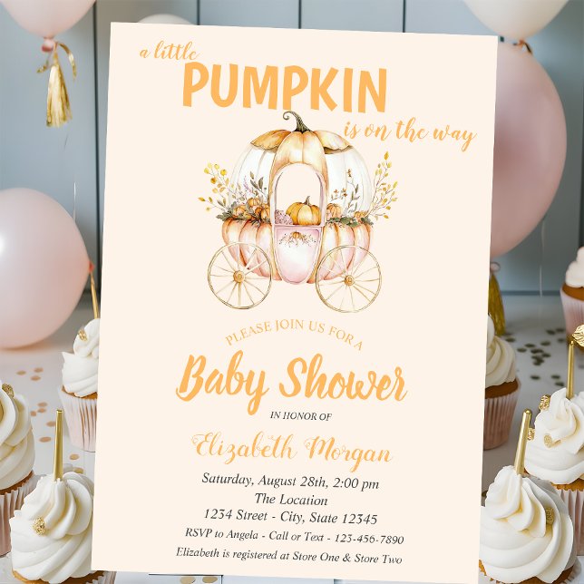 Pumpkin Carriage Docken Baby Shower Inbjudningar (Skapare uppladdad)