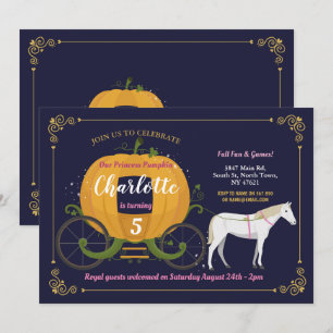 Pumpkin Carriage Horse Fall Flick kalas Inbjudningar