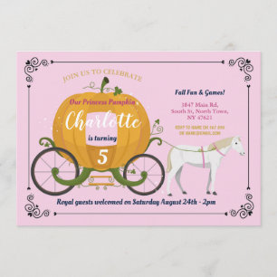 Pumpkin Carriage Horse Fall Flick kalas Inbjudningar
