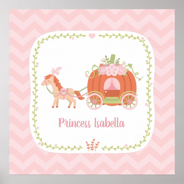 Pumpkin Carriage Little Princess Girls Wall Decor Poster (Framsidan)