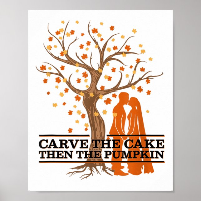 Pumpkin Carver&amp; Bröllop-kummel för &bridstämpe Poster (Framsidan)
