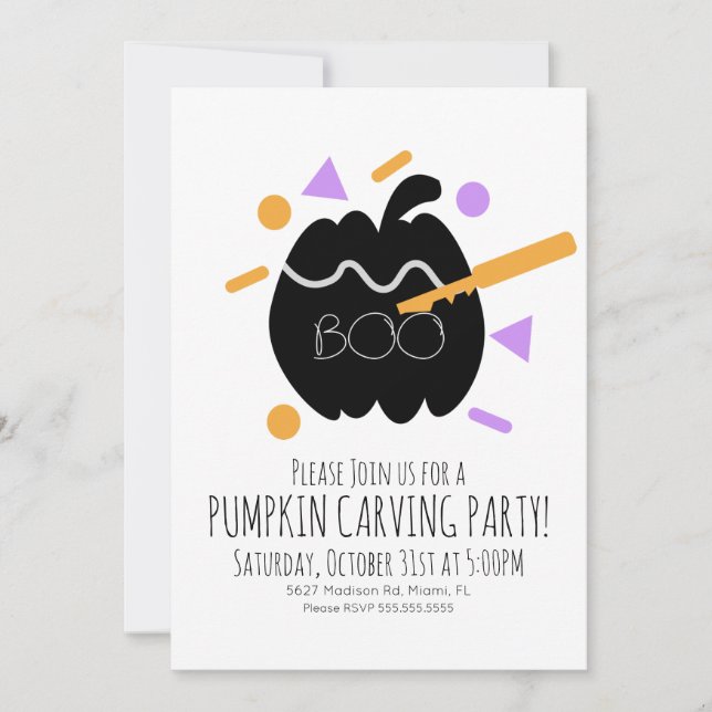 Pumpkin Carving Black Pumpkin Confetti Sprinkles I Inbjudningar (Framsida)
