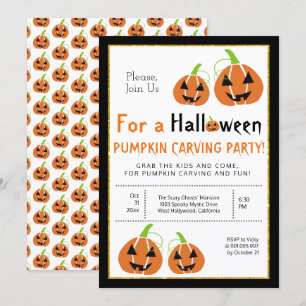 Pumpkin carving Halloween fest Inbjudningar