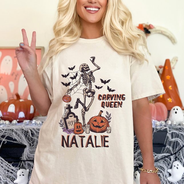 Pumpkin Carving Party Anpassningsbar Halloween Ske T Shirt (Skapare uppladdad)