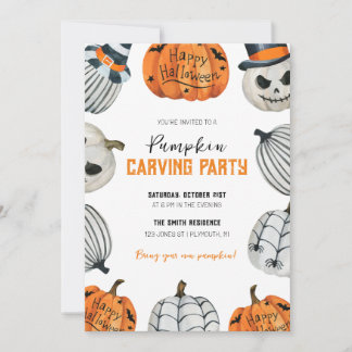 Pumpkin Carving Party Halloween-inbjudan Inbjudningar