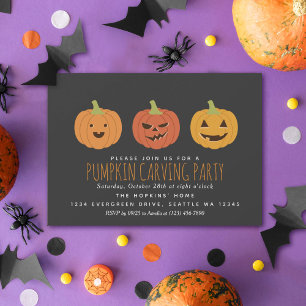Pumpkin Carving Party Halloween Inbjudningar