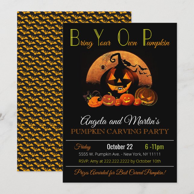  Pumpkin Carving Party-inbjudan Inbjudningar (Fram/baksida)