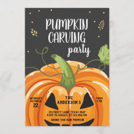 Pumpkin Carving Party Spooky Halloween Birthday Inbjudningar