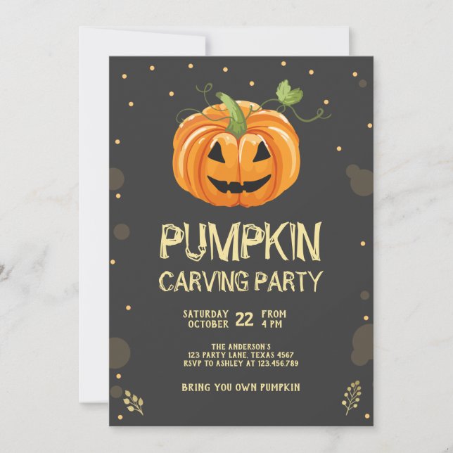 Pumpkin Carving Party Spooky Halloween Birthday Inbjudningar (Framsida)