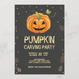 Pumpkin Carving Party Spooky Halloween Birthday Inbjudningar