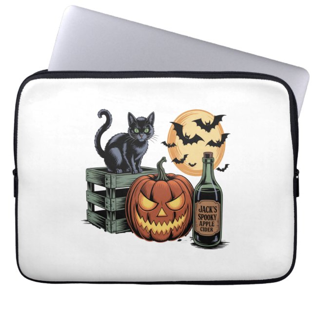 Pumpkin Cat Beer Halloween Laptop Fodral (Framsidan)