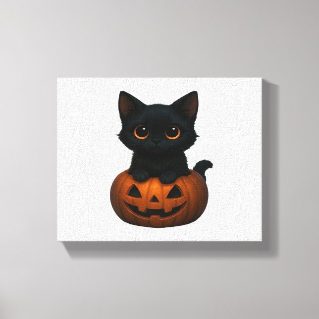 Pumpkin Cat - Cute Spooky Halloween Shirt for Cat Canvastryck (Framsida)