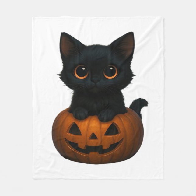 Pumpkin Cat - Cute Spooky Halloween Shirt for Cat Fleecefilt (Framsidan)