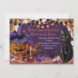 Pumpkin Cat Halloween fest-inbjudningar Inbjudningar