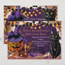 Pumpkin Cat Halloween fest-inbjudningar Inbjudningar