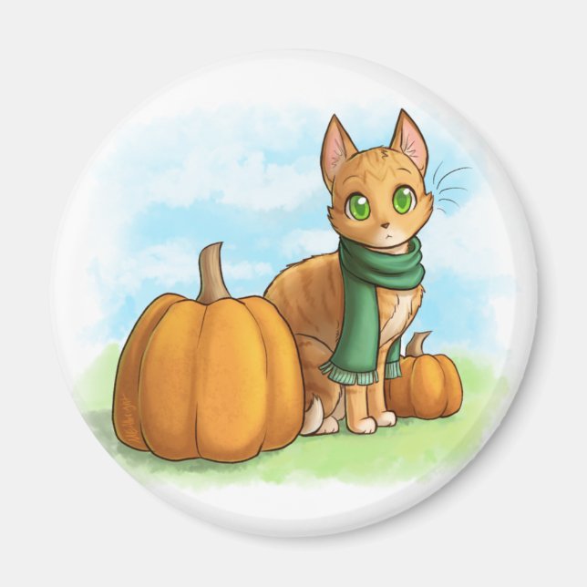 Pumpkin Cat Magnet (Framsidan)