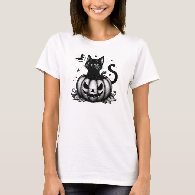 Pumpkin Cat T Shirt (Framsida)