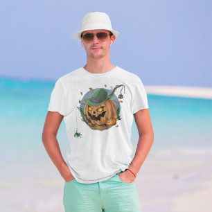 Pumpkin Catches Spider för Halloween T Shirt