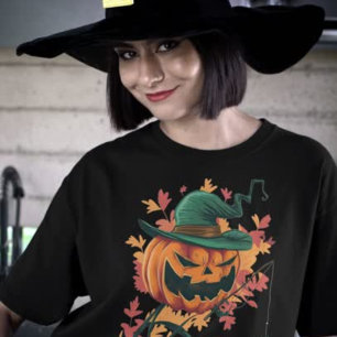 Pumpkin Catches Spider för Halloween T Shirt