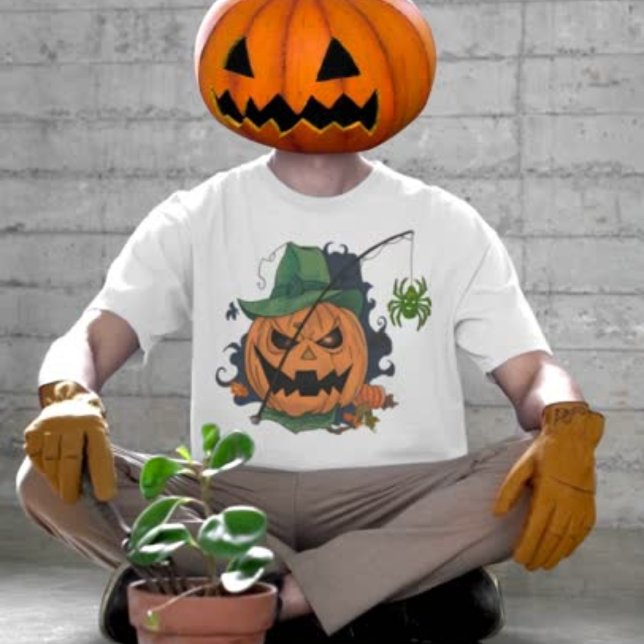 Pumpkin Catches Spider för Halloween T Shirt (Skapare uppladdad)