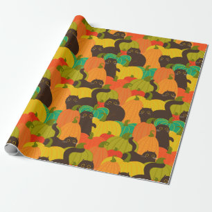 Pumpkin Cats Wrapping Papper Presentpapper