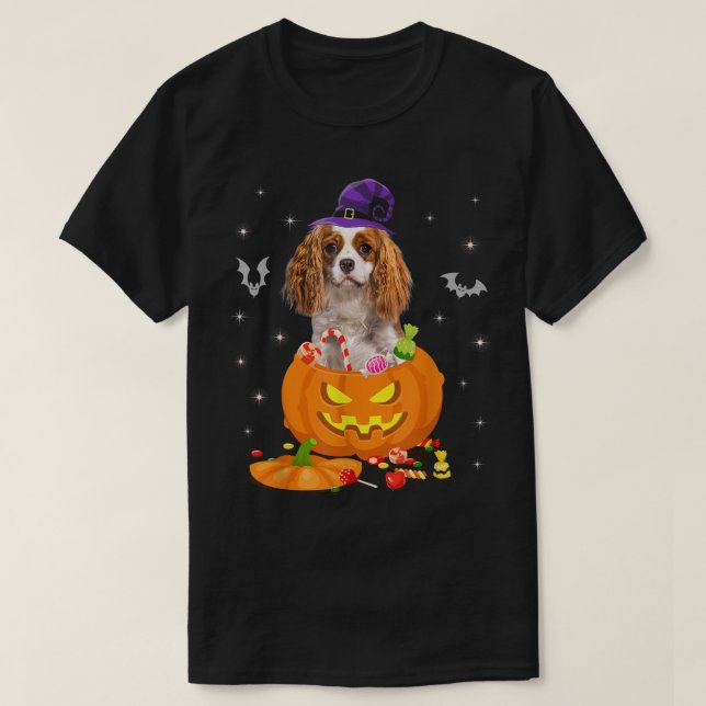 Pumpkin Cavalier Kung Charles Spain Halloween Ha T Shirt (Design framsida)