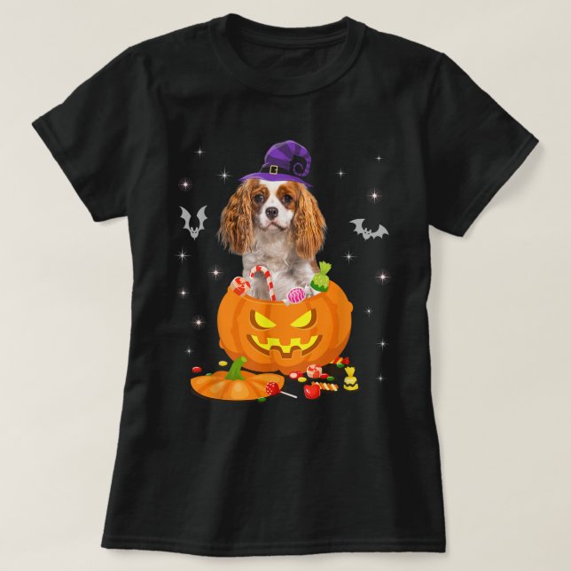 Pumpkin Cavalier Kung Charles Spain Halloween Ha T Shirt (Design framsida)