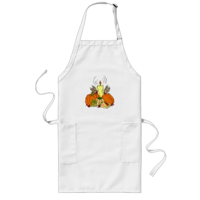 Pumpkin Centerpart Thanksgiving Bord Setting Lon Långt Förkläde (Framsidan)