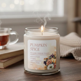 Pumpkin-centrerad ljus, modern vattenfärgsetikett fyrkantigt klistermärke