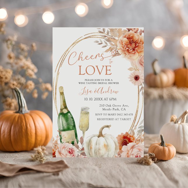 Pumpkin Cheers till Kärlek Ivory Beige Möhippa Inbjudningar (Skapare uppladdad)
