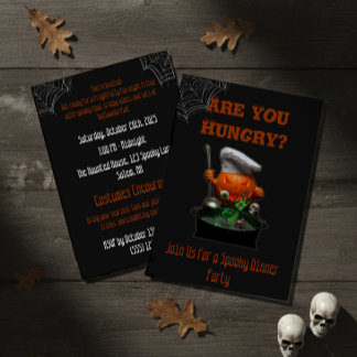 Pumpkin Chef Halloween - Spooky Dinner Theme Inbjudningar