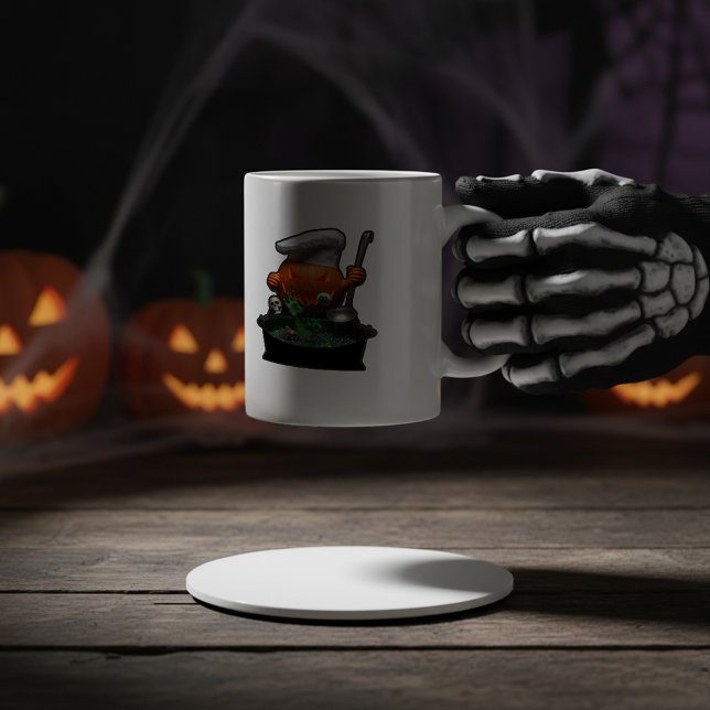 Pumpkin Chef Halloween - Witch Brew-teman Kaffemugg (Skapare uppladdad)