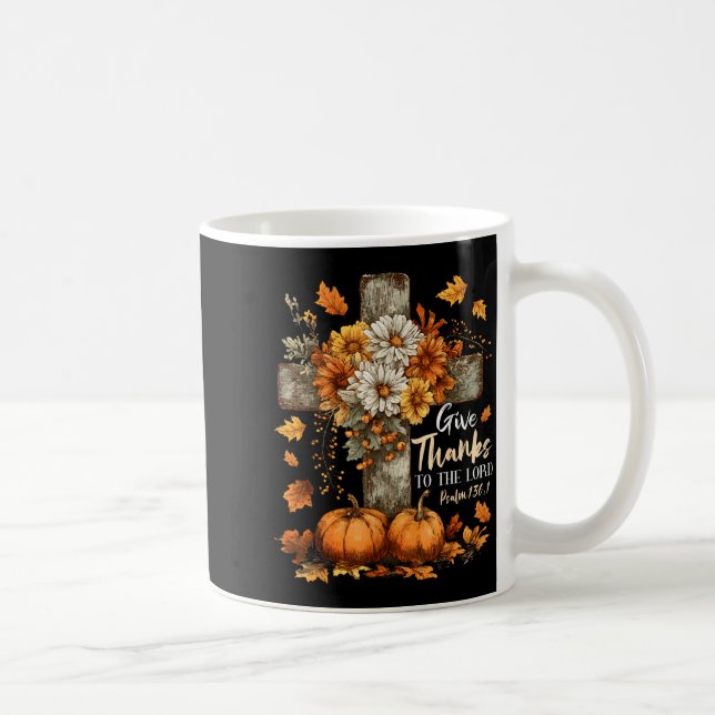 Pumpkin Christian Give Thanks To The Lord Floral F Kaffemugg (Höger)