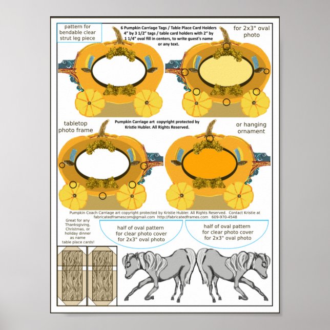 Pumpkin Coach Thankful Bröllop Bord Card Ram Poster (Framsidan)