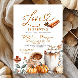 Pumpkin Coffee Theme Love is Brewing Bridal Shower Inbjudningar