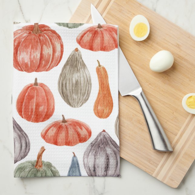 Pumpkin Collection Watercolor Kitchen Towel Kökshandduk (Vikt i Fjärdedel)