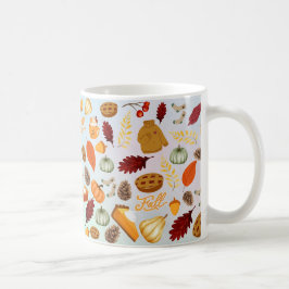 Pumpkin Colorful Red Orange Gult Falling Löv Kaffemugg