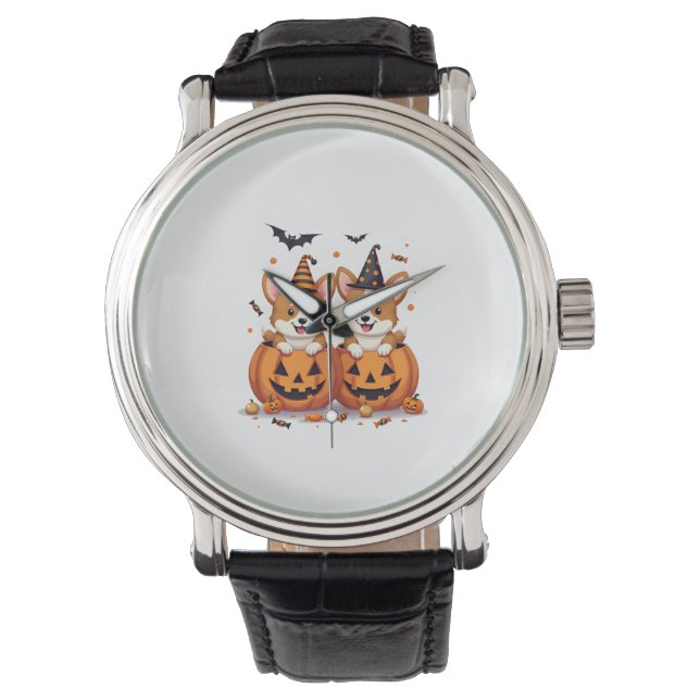 Pumpkin Corgi Party Armbandsur (Framsida)