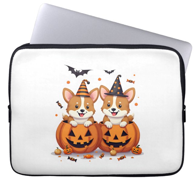 Pumpkin Corgi Party Laptop Fodral (Framsidan)