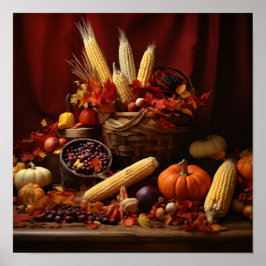 Pumpkin cornucopia digital print poster
