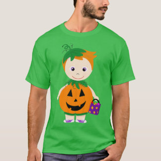Pumpkin Costume Boy Light Skin Red Hair T Shirt