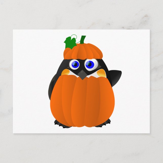 Pumpkin Costume Halloween Penguin Vykort (Framsida)