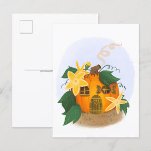 Pumpkin Cottage med Gula blommor vykort