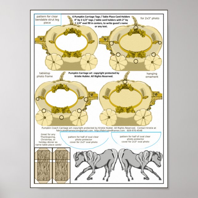 Pumpkin Cream Coach Thankful Bröllop Bord Card Poster (Framsidan)