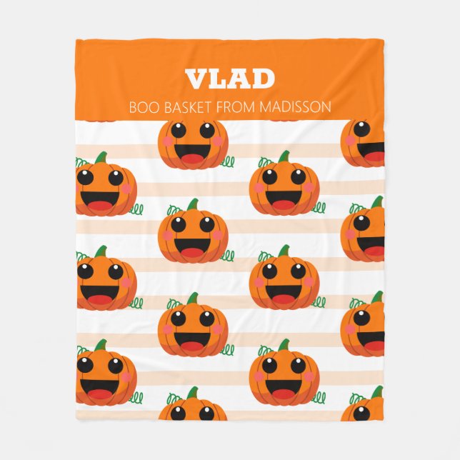 Pumpkin Cute Halloween Boo Basket Fleecefilt (Framsidan)