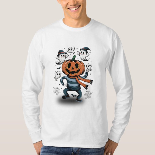 Pumpkin Dance Party - Roligt Halloween Design Desi T Shirt (Framsida)