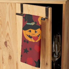 Pumpkin Dark Red “Jack’s Apple Snack” Tea Towel Kökshandduk