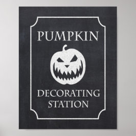 Pumpkin Decororation Station Halloween fest Sign Poster