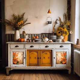 Pumpkin Decoupage för Blommigt på hösten Skriv ut